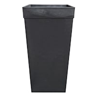 Tall Smooth Black Outdoor Planter, 25"