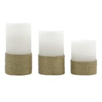 Ty Pennington Set of 3 White LED Candles with Rope Base