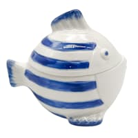 Tracey Boyd Blue Ceramic Fish Canister, 4"