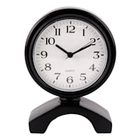 Found & Fable Black Round Table Clock, 7"