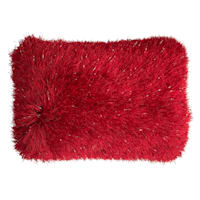 Grant Red & Silver Lurex Shag Throw Pillow, 14x20