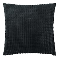Black Plush Check Throw Pillow, 24"