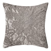 Frannie Taupe Floral Embroidered Throw Pillow, 18"