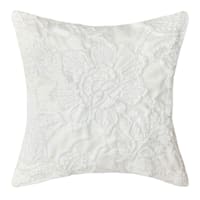 Frannie White Floral Embroidered Throw Pillow, 20"
