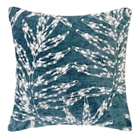 Teal Firefly Floral Embroidered Throw Pillow, 18"