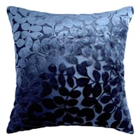Sasha Navy Blue Leaf Design Chenille Throw Pillow, 18"