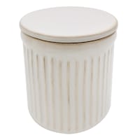 Honeybloom White Ribbed Kitchen Canister, 4"
