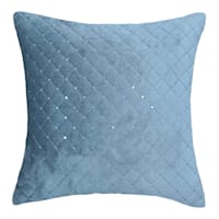 Grey Sequin Quilted Velvet Throw Pillow, 18"