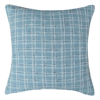 Light Blue Woven Plaid Throw Pillow, 18"