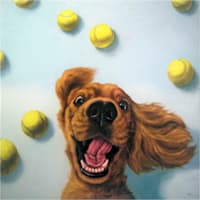 Dog with Balls Canvas Wall Art, 12"