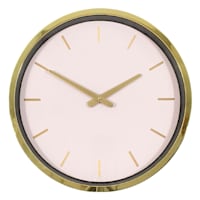Gold & Blush Pink Modern Round Wall Clock, 12'