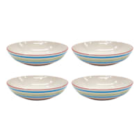 Set of 4 Ceramic Dinner Bowls, Multicolor Stripe