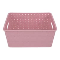 Tiny Dreamers Strap Design Weave Storage Basket, Strawberry Cream