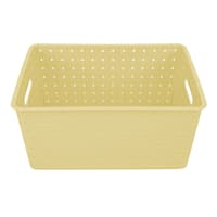 Tiny Dreamers Strap Design Weave Storage Basket, Popcorn Yellow