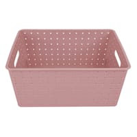 Tiny Dreamers Strap Design Weave Storage Basket, Strawberry Cream