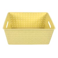 Tiny Dreamers Strap Design Weave Storage Basket, Popcorn Yellow