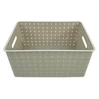 Tiny Dreamers Strap Design Weave Storage Basket, Cool Grey