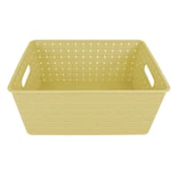 Tiny Dreamers Strap Design Weave Basket, Popcorn Yellow