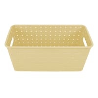 Tiny Dreamers Strap Design Weave Basket, Popcorn Yellow
