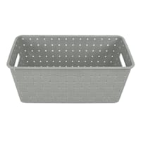 Tiny Dreamers Strap Design Weave Basket, Cool Grey
