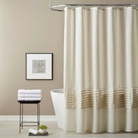Found & Fable Easton Natural Pleated Shower Curtain, 72"