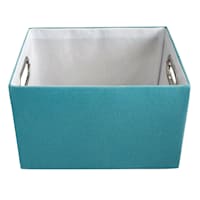 Tiny Dreamers Aqua Blue Rectangle Fabric Storage Basket, Medium