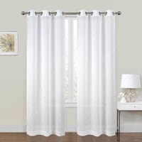 2-Pack White Embroidered Metallic Geo Grommet Window Panels, 63"