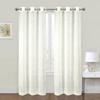 2-Pack Ivory Embroidered Leaf Sheer Grommet Curtain Panels, 84"