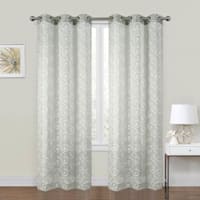 2-Pack Grey Embroidered Scroll Grommet Curtain Panels, 84"