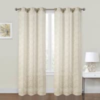2-Pack Natural Embroidered Scroll Grommet Curtain Panels, 84"
