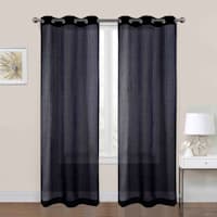 2-Pack Black Crushed Sheer Grommet Curtain Panels, 84"