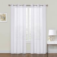 2-Pack White Crushed Sheer Grommet Curtain Panels, 84"
