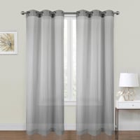 2-Pack Grey Crushed Sheer Grommet Curtain Panels, 84"
