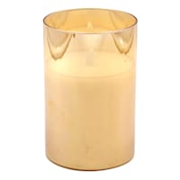 Honeybloom Amber Glass LED Pillar Candle, 4x6