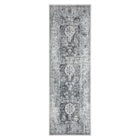 (B807) Honeybloom Cypress Grey Medallion Runner Rug, 3x8