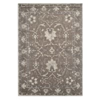 (B803) Antiqua Dark Grey Floral Area Rug, 7x10