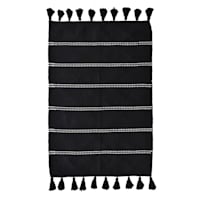 (D582) Honeybloom Black Striped Woven Accent Rug, 2x4