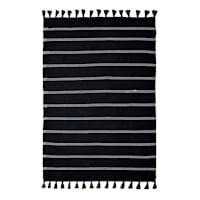 (D582) Honeybloom Black Striped Woven Area Rug, 5x7