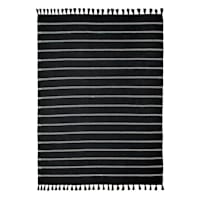(D582) Honeybloom Black Striped Woven Area Rug, 8x10