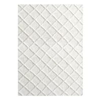 (B813) Ivory Diamond Tufted Shag Area Rug, 5x7