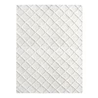 (B813) Ivory Diamond Tufted Shag Area Rug, 8x10
