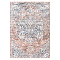 (B811) Amore Rust & Blue Medallion Area Rug, 8x10