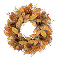 Rust Metallic Magnolia Leaves & Berry Spiral Vine Wreath, 24"