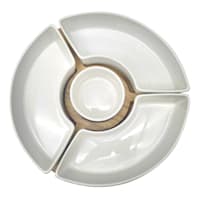 Honeybloom Round Ceramic Bowl with Wooden Tray Set