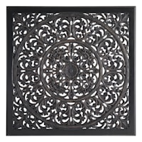 Found & Fable Black Faux Wood Carved Wall Decor, 36"