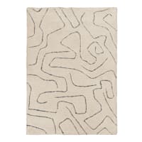 (C189) Crosby St. Ivory Geometric Shag Area Rug, 5x7