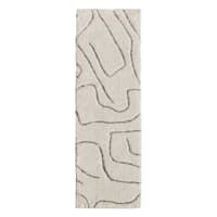(C189) Crosby St. Ivory Geometric Shag Runner, 2x6