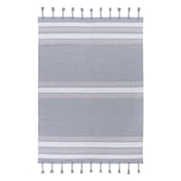 (B800) Honeybloom Grey & Ivory Striped Area Rug, 5x7