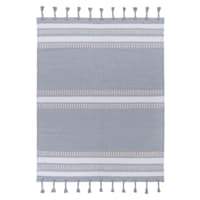 (B800) Honeybloom Grey & Ivory Striped Area Rug, 8x10
