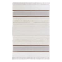(B801) Honeybloom Ivory Striped Area Rug, 5x7